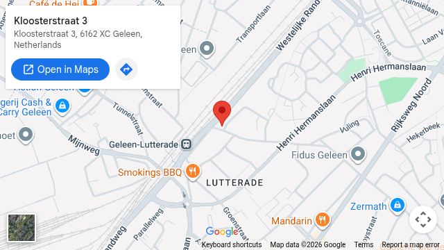 Locatie van Massage Joke Geleen op de kaart: Kloosterstraat 3, Geleen